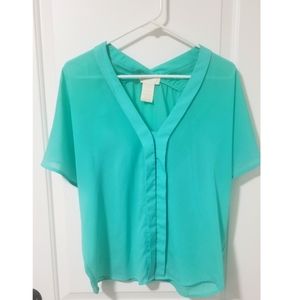 Mint Green V-neck Blouse